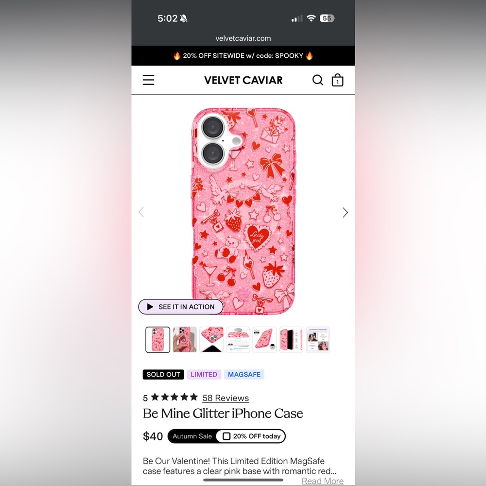 Velvet Caviar Pink Heart Glitter Case
iPhone 16 pro